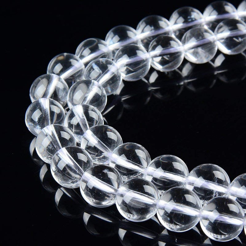 PLTbeads Gorgeous Natural Gemstone Loose Beads Smooth Round Approxi 15.5 inch DIY Bracelet Necklace for Jewelry Making (8mm, Smooth Crystal Quartz) - Image 1